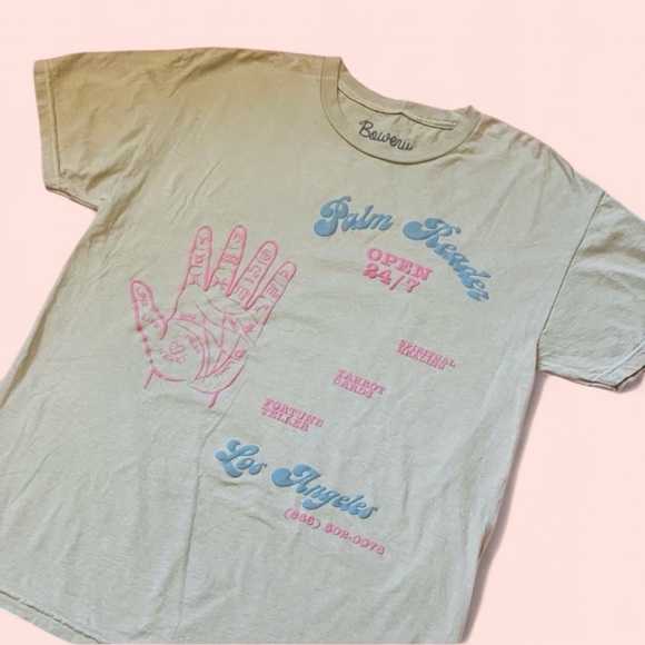 Palm Reader T-Shirt Light Green Gray Tee Medium - Picture 1 of 8